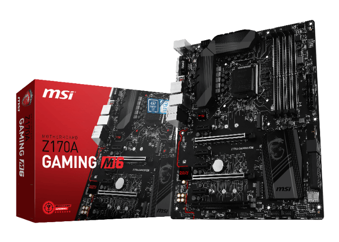 Системная плата MSI Z170A Gaming M6 выполнена в чёрном цвете