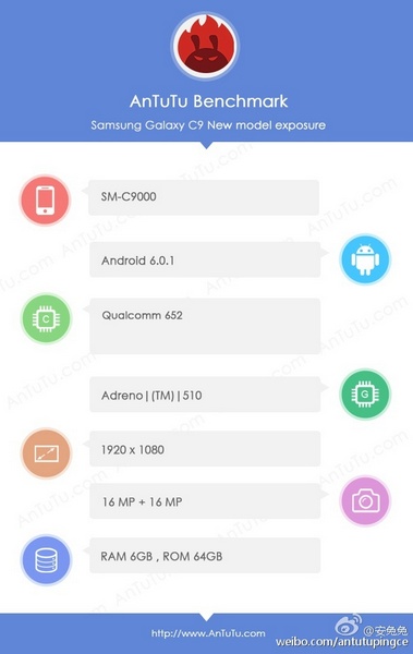 Смартфон Samsung Galaxy C9 подойдёт фанатам сэлфи
