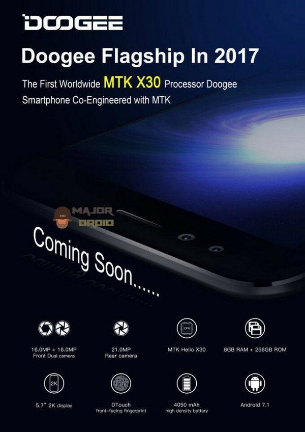 Doogee обещает выпустить первый смартфон с SoC Helio X30, который будет оснащен 8 ГБ ОЗУ и сдвоенной фронтальной камерой