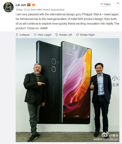 Xiaomi уже работает над смартфоном Mi Mix II