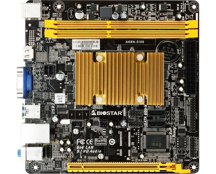 Системная плата Biostar A68N-5100 располагает впаянным процессором AMD A4-5100