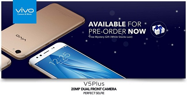 Смартфон Vivo V5 Plus с двумя фронтальными камерами, который будет представлен на этой неделе, уже доступен для предзаказа