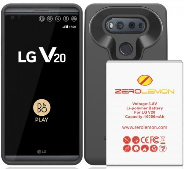 Чехол ZeroLemon для смартфона LG V20 содержит аккумулятор емкостью 10 000 мА•ч