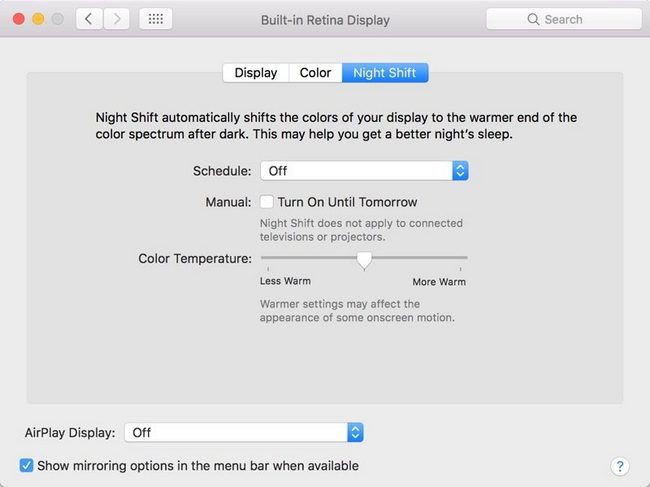 Режим Night Shift появился в macOS Sierra