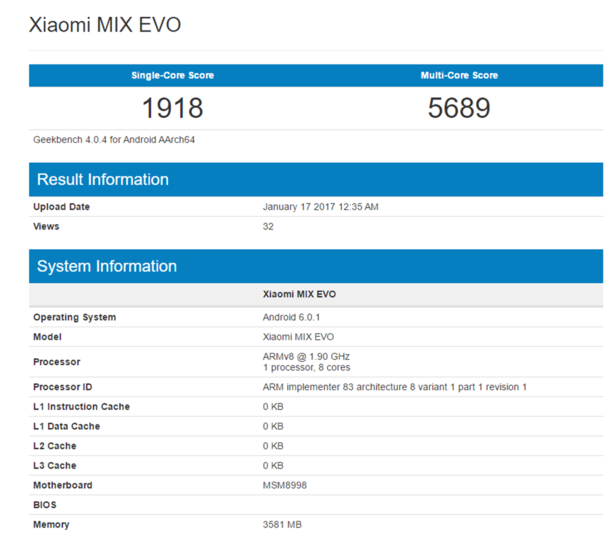 Смартфон Xiaomi Mix Evo получит SoC Snapdragon 835
