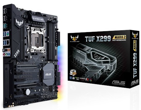 Системная плата Asus TUF X299 Mark 2 типоразмера ATX оснащена шестью слотами PCIe
