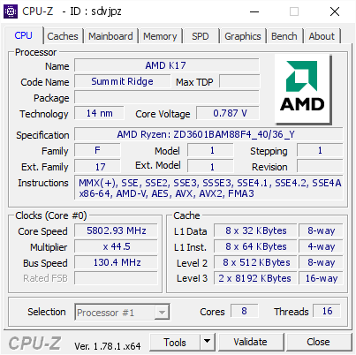AMD Ryzen 7 1800X     5,8 