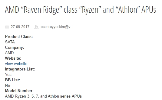 Семейство Athlon будет включать процессоры поколения Raven Ridge