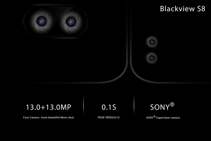 Безрамочный смартфон Blackview S8 получит две сдвоенные камеры