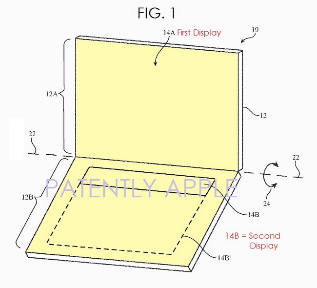 Apple запатентовала ноутбук с двумя экранами OLED, который лишен физической клавиатуры