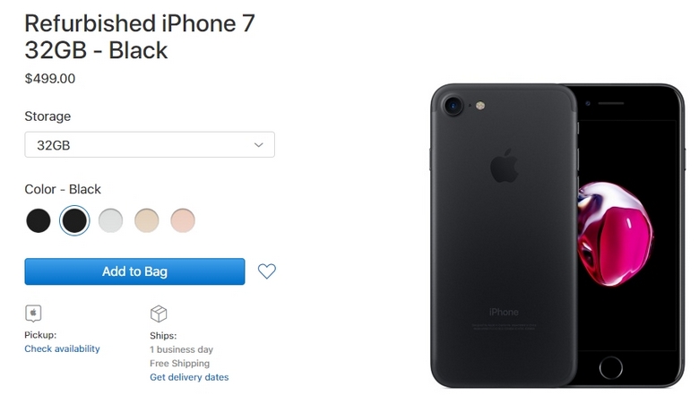 Восстановленный iPhone 7 стоит на 50 долларов меньше нового 