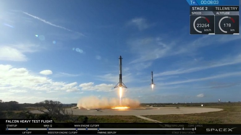 Falcon Heavy совершила свой первый полёт