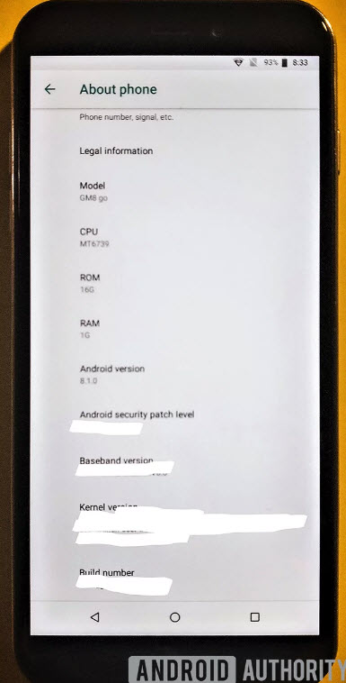GM 8 Go      Android 8.1 Oreo (Go edition)