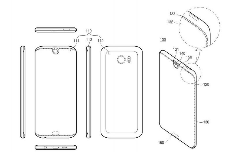 Samsung запатентовала смартфон с экраном, которые имеет вырез в верхней части