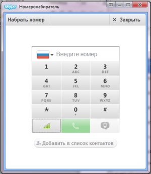 Телефонная клавиатура Skype