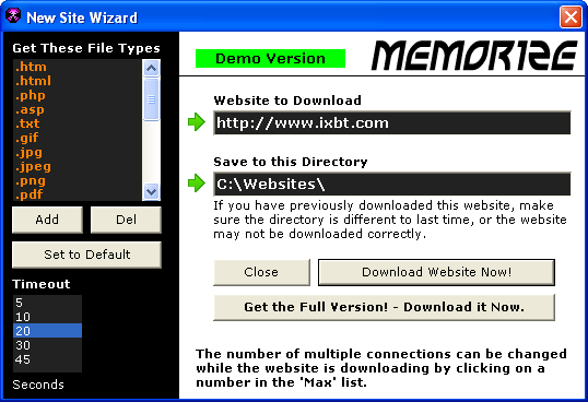 Создание проекта Memorize Website Downloader