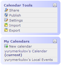 Боковая панель инструментов CalendarHub