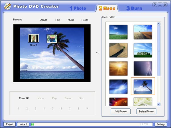 Создание меню DVD-диска в Photo DVD Creator