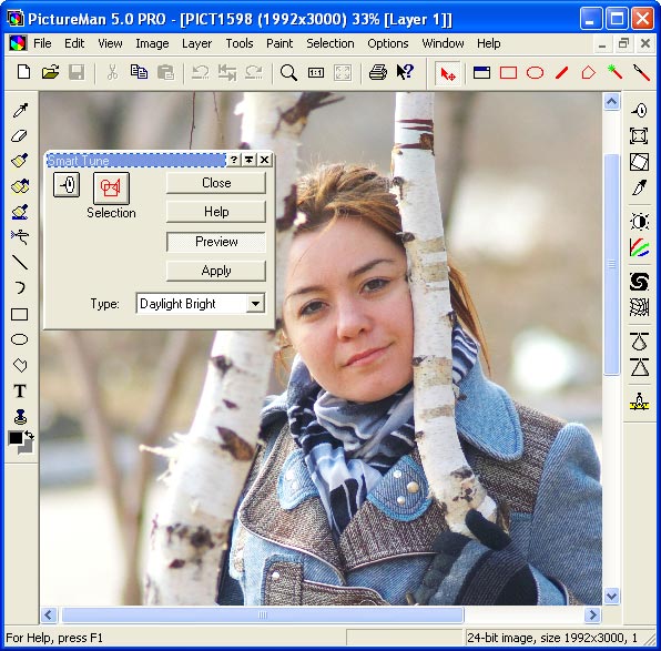 Автоматическая корректировка фотографий в PictureMan с помощью инструмента Smart Tune