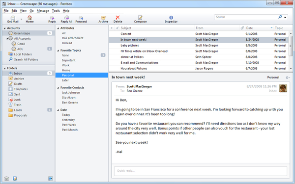 Режим Classic View в Postbox