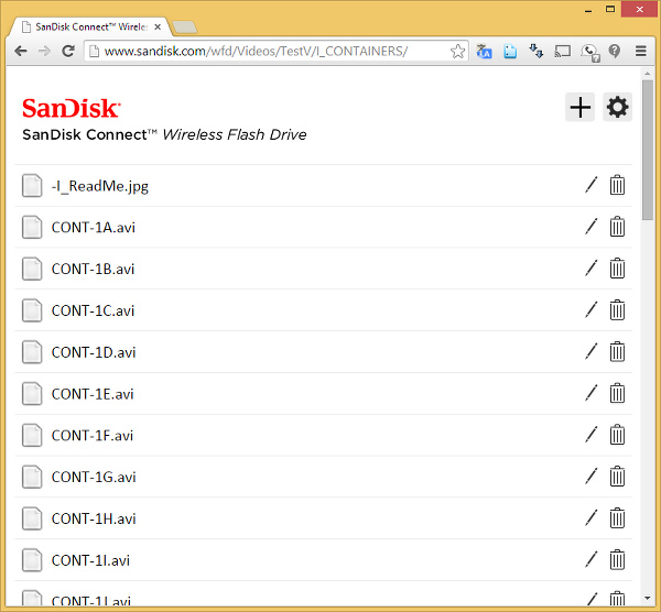 веб-интерфейс SanDisk Connect