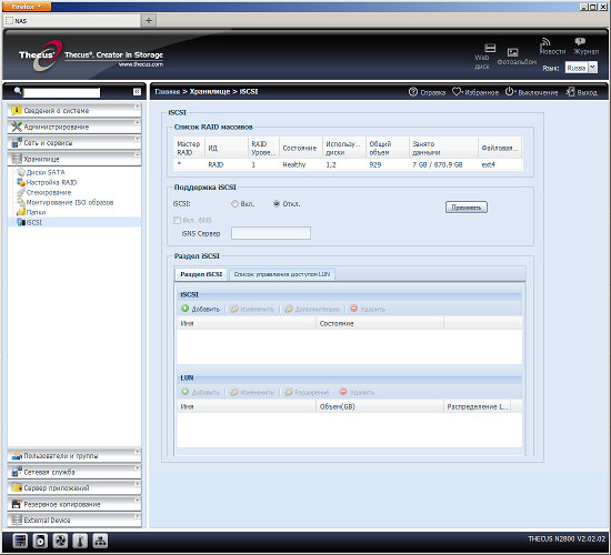 Настройка Thecus N2800
