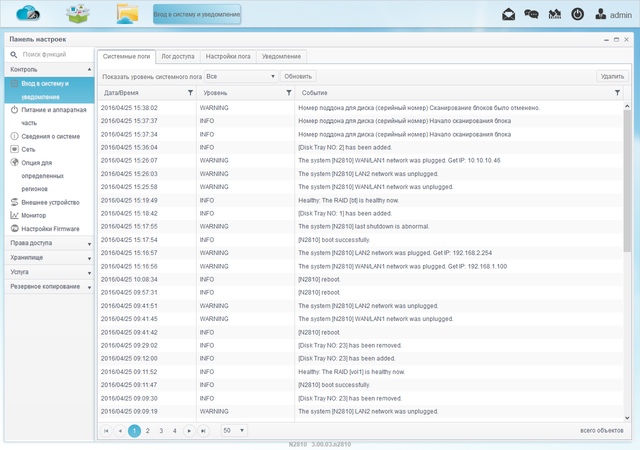 Интерфейс Thecus N2810
