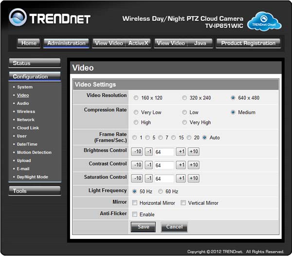 Web-интерфейс IP-камеры TRENDnet TV-IP851WIC