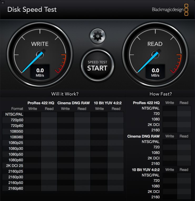 Скриншот программы BlackMagic Disk Speed