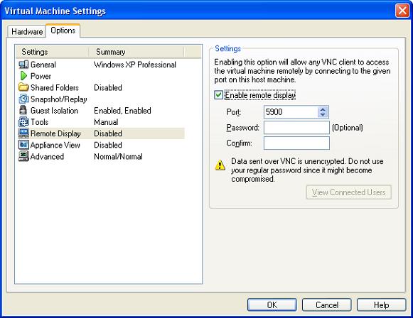 Настройка доступа VNC-сервера виртуальной машины VMware Workstation