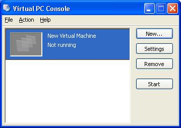 Консоль управления виртуальными машинами Microsoft Virtual PC 2007