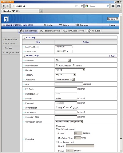 Настройка Level One WBR-6801