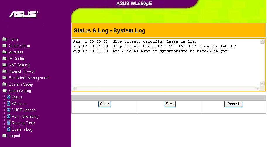 Конфиг файл в отдельный массив. Stat log. Stat log. Прошивка от сабжа. Asus 520gc.