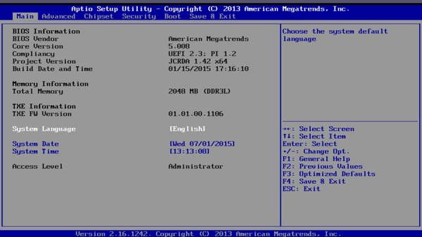 BIOS Minix Neo Z64A