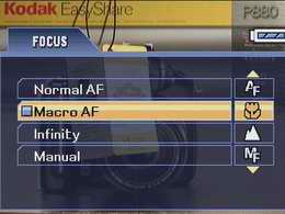 Kodak EasyShare P880, меню
