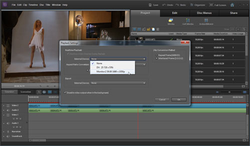 окно видеоредактора Adobe Premiere Elements 10