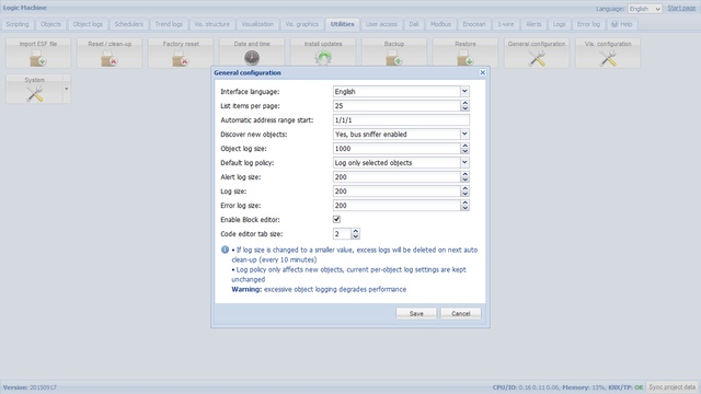 веб-интерфейс Evika LogicMachine