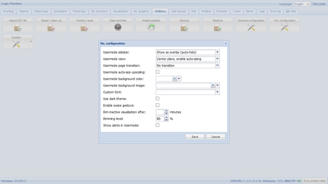 веб-интерфейс Evika LogicMachine