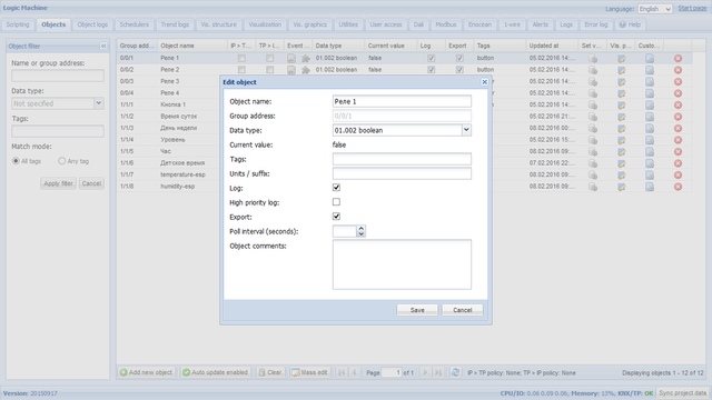 веб-интерфейс Evika LogicMachine