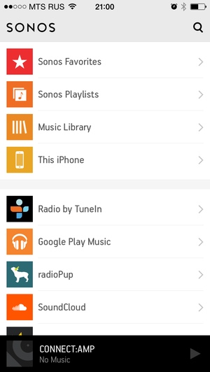 Программное обеспечение Sonos Controller в iOS