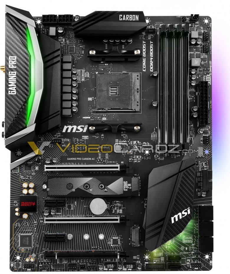 Появились изображения системной платы MSI X470 Gaming Pro Carbon AC
