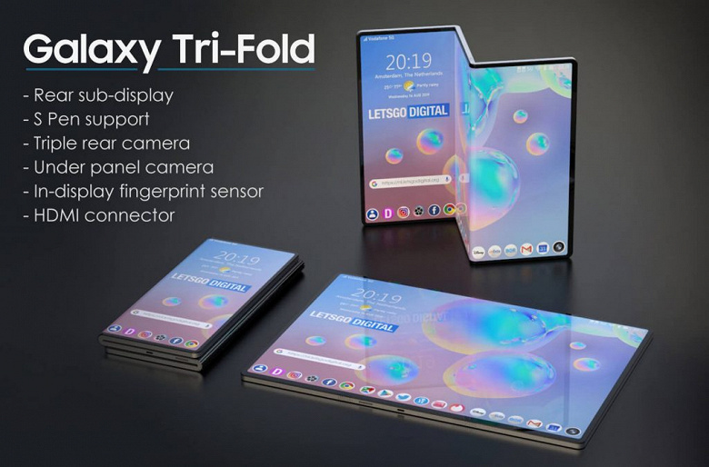 Samsung Tri-Fold — новый тип мобильного устройства. Компания разрабатывает полноценный гибрид планшета и смартфона