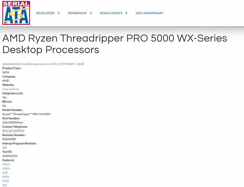 Серия процессоров AMD Ryzen Threadripper Pro 5000 WX замечена на сайте SATA-IO
