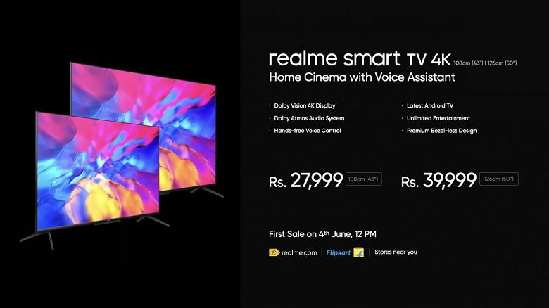Представлены  умные телевизоры Realme Smart TV  4K