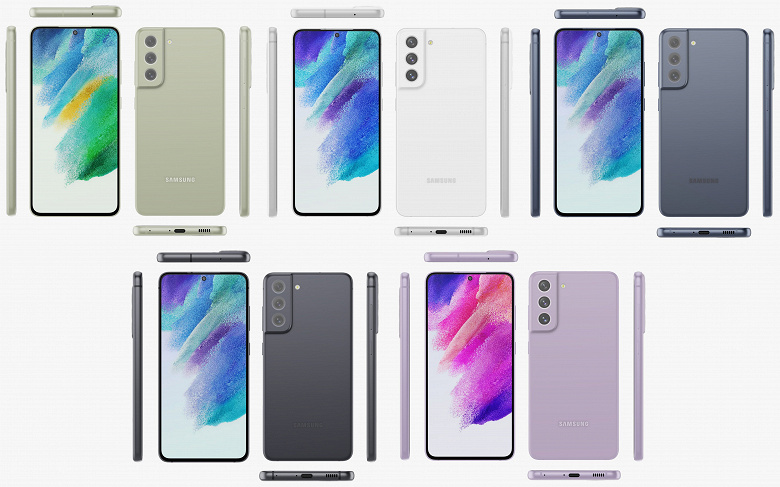 «Бюджетный» фанатский флагман Samsung Galaxy S21 FE предстал во всех цветах, включая необычный зелёный. Появились рендеры от надёжного источника