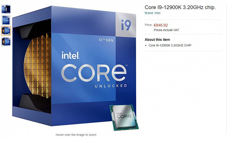 Дорогие не только видеокарты. За Intel Core i9-12900K в Европе просят 850 евро