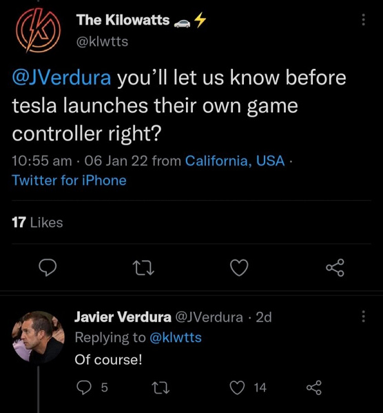 Tesla создаст игровой контроллер для своих электромобилей