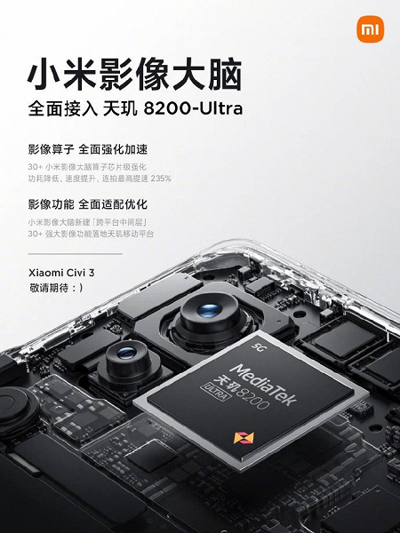 MediaTek создала платформу эксклюзивно для Xiaomi. Dimensity 8200-Ultra появится на Civi 3, который поразит элегантным дизайном, производительностью 
