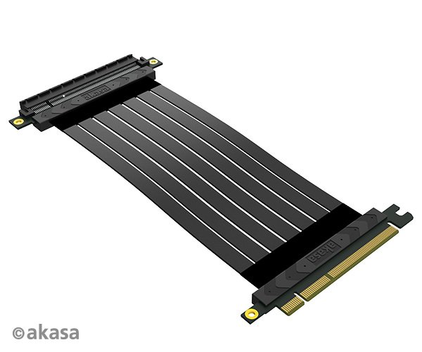 Cavo Riser Akasa Black X3 Mark V PCIe 5.0 X16 – 300mm, Nero, Maschio 180° A Femmina 90°, Schermatura EMI