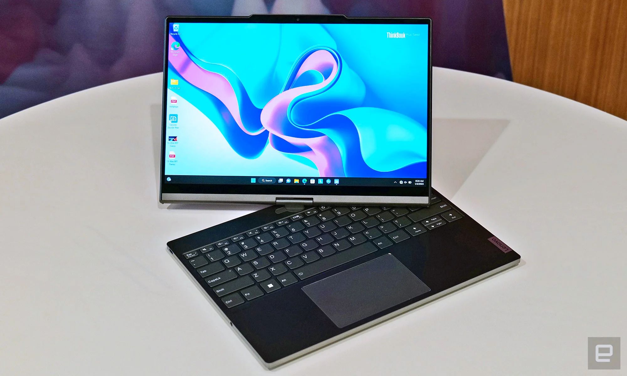 Lenovo introduced the ThinkBook Plus Twist convertible laptop with two different types of screens.  They are both color and touch